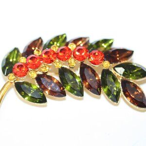 Vintage Signed Joan Rivers ? Autumn Colors Leaf Brooch Pin